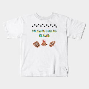 Prehistoric Dad - funny dinosaur shaped letters gift for dad Kids T-Shirt